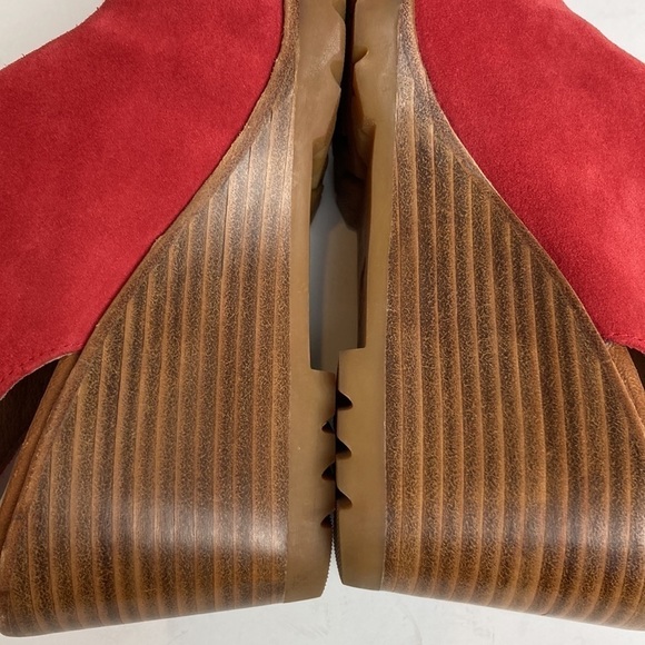 Sorel 9 AFTER HOURS Slingback Open Toe Suede Wedge Sandals NL2858-691 Red 7.5 - Picture 14 of 16